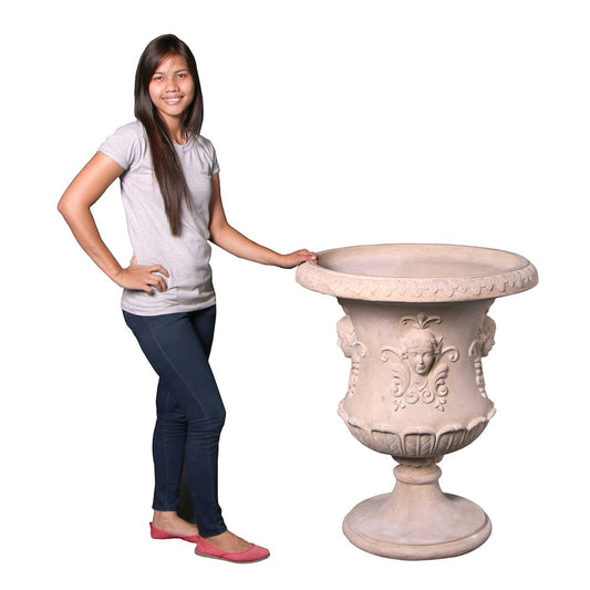 Classic Lady Mask Urn Stone Cast