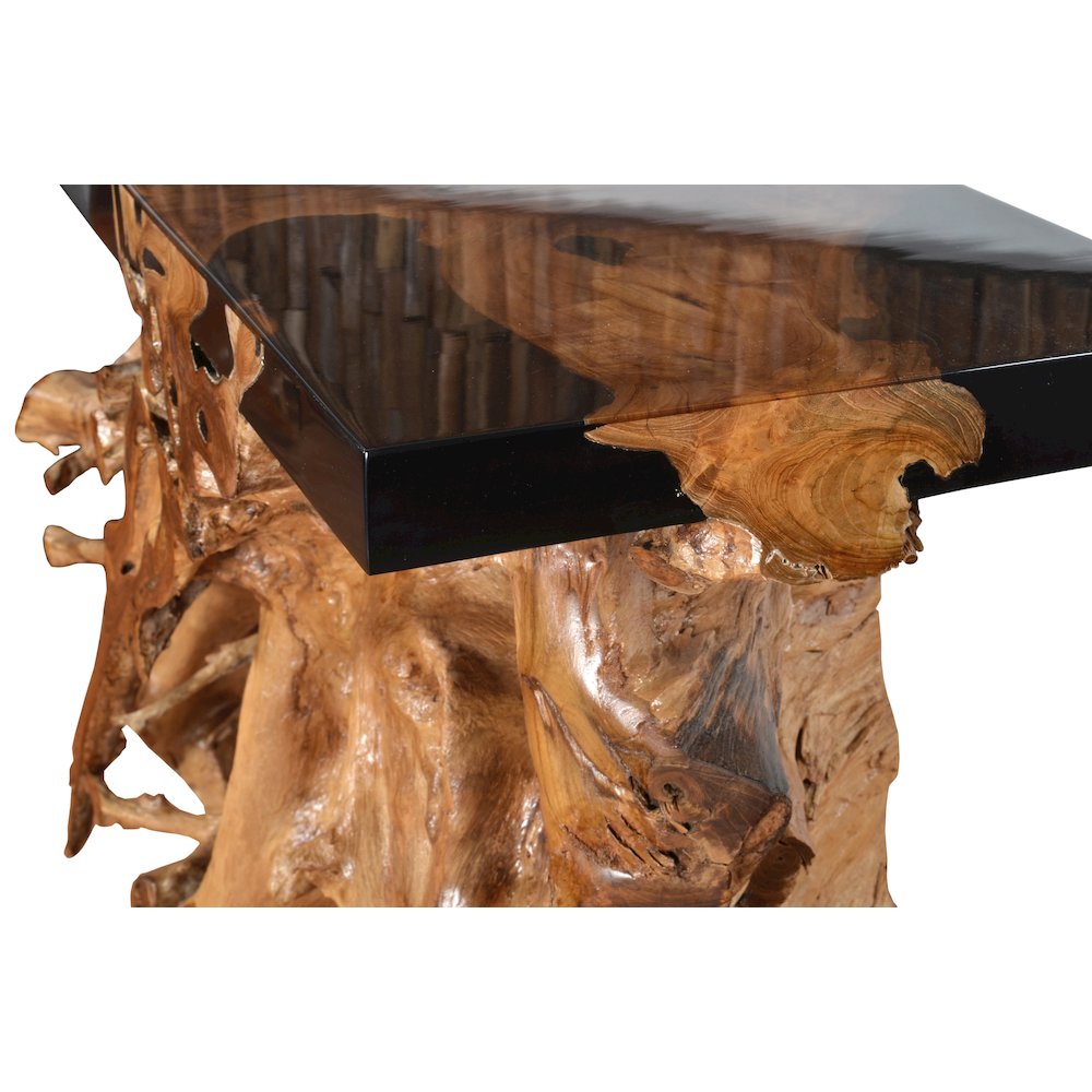 48 Inch Teak Root Console Black Resin