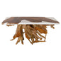 60 Inch Teak Root Console Table White Resin