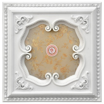 White and Gold Four Leaf Clover Square Chandelier Ceiling Medallion 24in