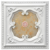 White and Gold Four Leaf Clover Square Chandelier Ceiling Medallion 24in