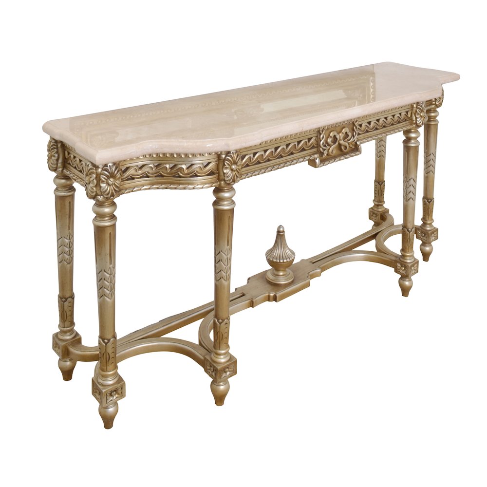 Grand Carved Console with Marble Top 68"W-Platine