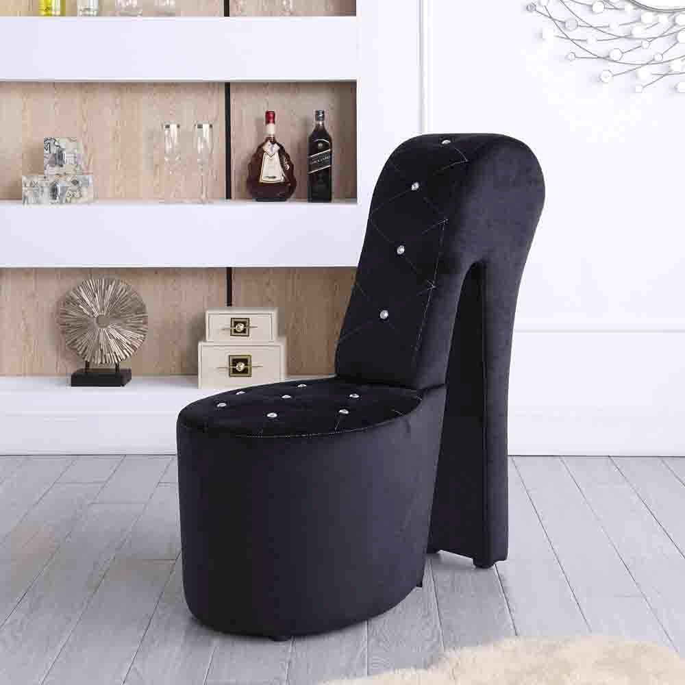 Best Master Furniture Tristram 19" Velvet High Heel Shoe Chair in Black