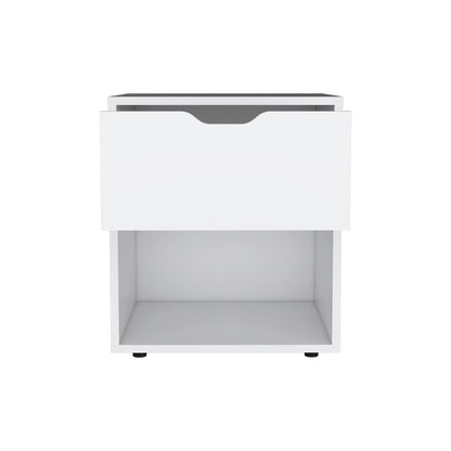 Adak 19.7" H Nightstand End Table with Open Shelf,White