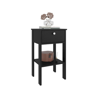 McRae Nightstand, 1 Drawer, 1 Shelf, 4 Legs, Black Wengue
