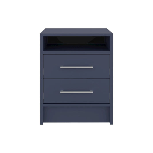 Selawik Nightstand, 2 Drawers, 1 Shelf, Alby Blue