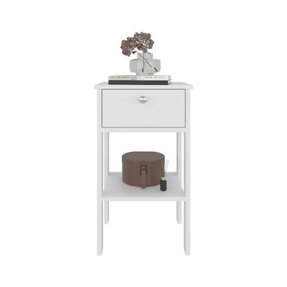 McRae Nightstand, 1 Drawer, 1 Shelf, 4 Legs, White
