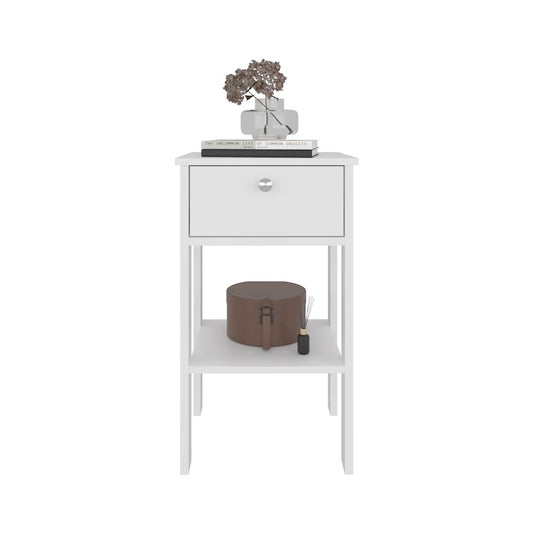 McRae Nightstand, 1 Drawer, 1 Shelf, 4 Legs, White