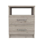 DEPOT E-SHOP Salento Nightstand, Two Drawers, One Shelf, Countertop- Light Grey, For Bedroom