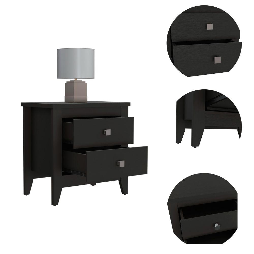 DEPOT E-SHOP Oasis Nightstand, Two Shelves, Four Legs, Countertop-Black, For Bedroom