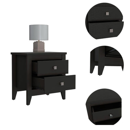 DEPOT E-SHOP Oasis Nightstand, Two Shelves, Four Legs, Countertop-Black, For Bedroom