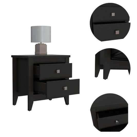 DEPOT E-SHOP Oasis Nightstand, Two Shelves, Four Legs, Countertop-Black, For Bedroom