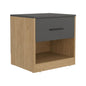 Palmyra Nightstand, 1 Drawer, 1 Shelf, Natural Oak / Matt Gray