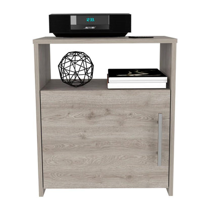 Nightstand, Single Door Cabinet, Metal Handle, One Shelf, Superior Top