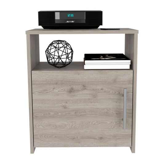 Nightstand, Single Door Cabinet, Metal Handle, One Shelf, Superior Top
