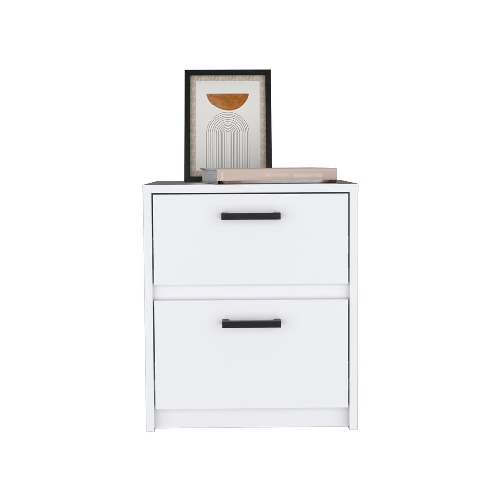 DEPOT E-SHOP Bethel 2 Drawers Nightstand with Handles, White