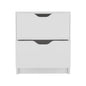 DEPOT E-SHOP Houma Double Drawer Nightstand, Bedside Table, White