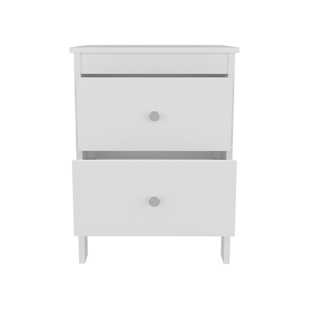 Norge Nightstand, 2 Drawers, White