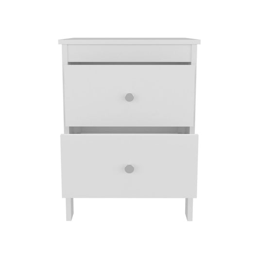 Norge Nightstand, 2 Drawers, White