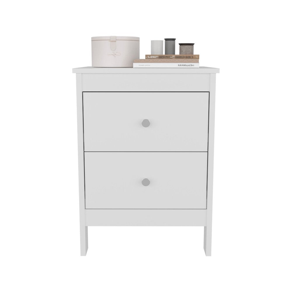 Norge Nightstand, 2 Drawers, White