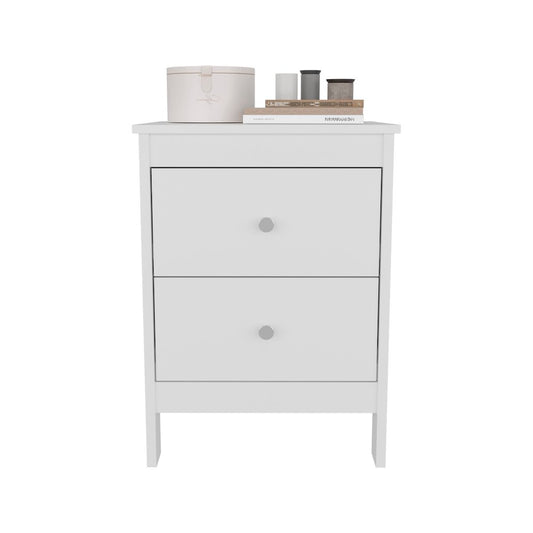 Norge Nightstand, 2 Drawers, White