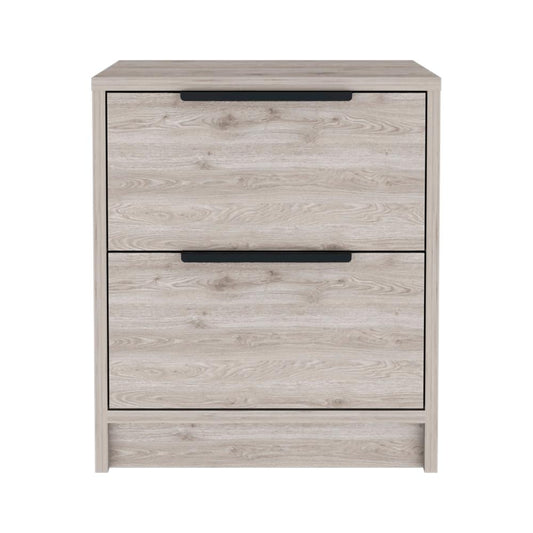 DEPOT E-SHOP Egeo Night Stand, Two Drawers, Countertop, Light Grey, For Bedroom