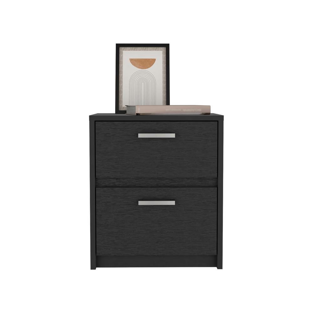 DEPOT E-SHOP Bethel 2 Drawers Nightstand with Handles, Black