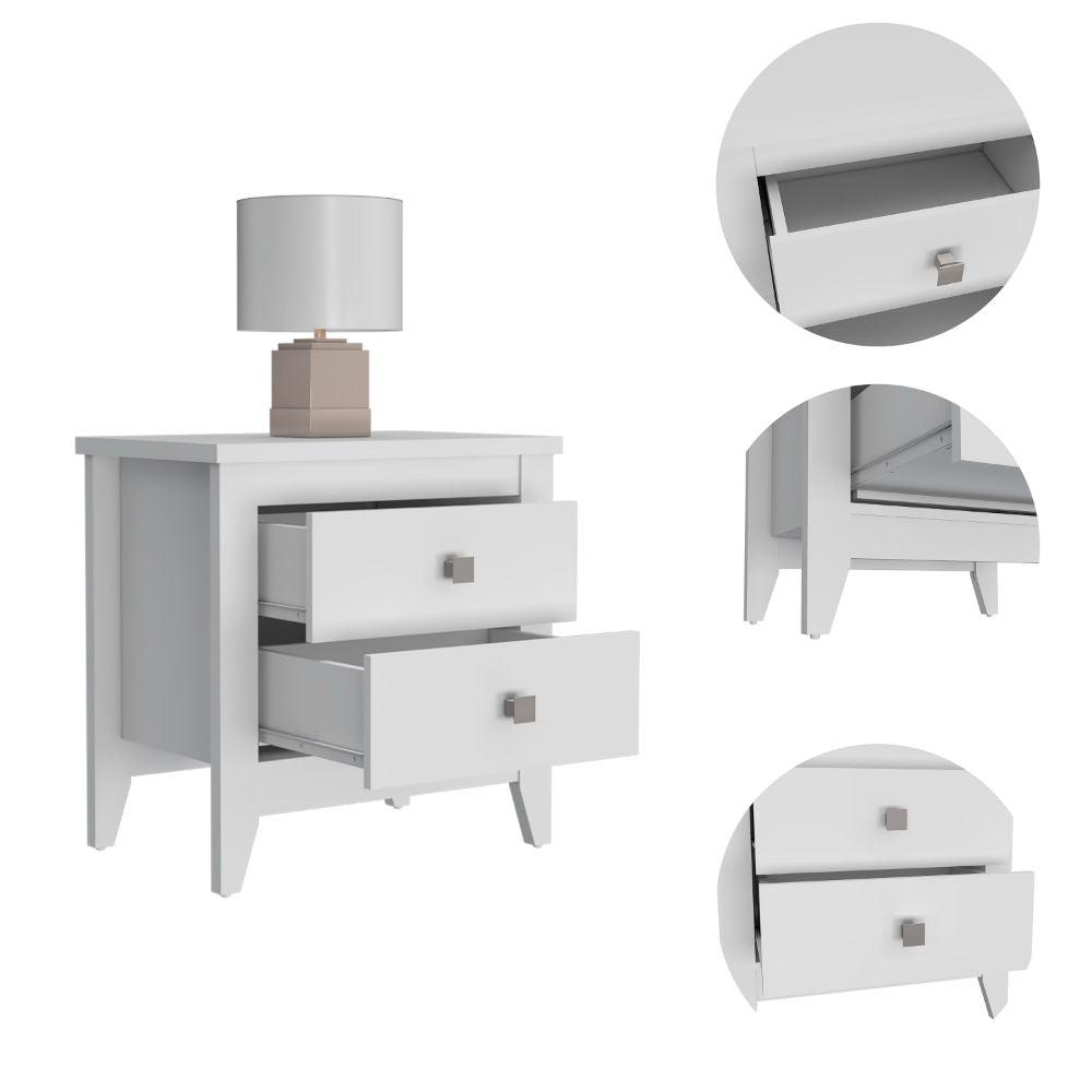 DEPOT E-SHOP Oasis Nightstand, Two Shelves, Four Legs, Countertop-White, For Bedroom