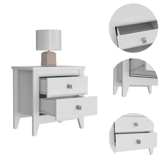 DEPOT E-SHOP Oasis Nightstand, Two Shelves, Four Legs, Countertop-White, For Bedroom