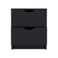 DEPOT E-SHOP Houma Double Drawer Nightstand, Bedside Table, Black