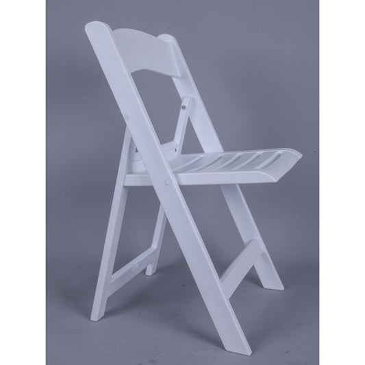 Nexus Resin Folding Chair with Slatted Seat - White