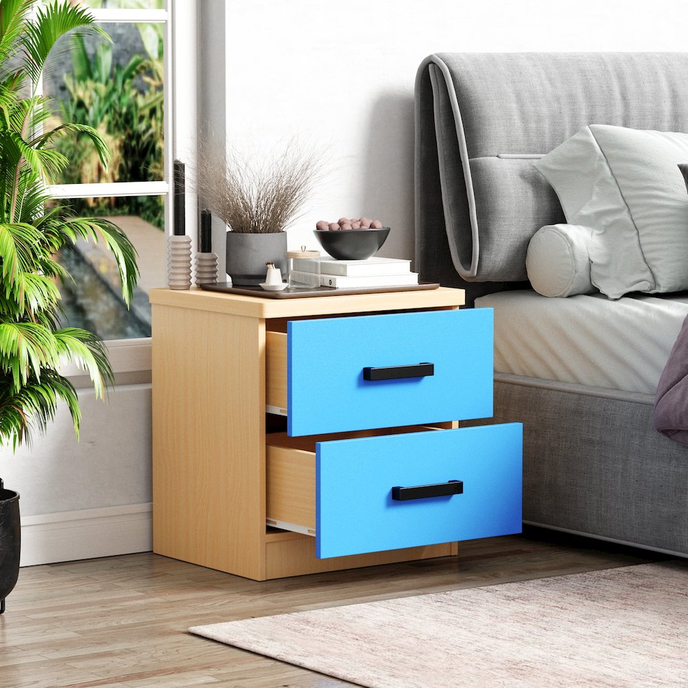 2 Drawers Nightstand in Multi Color