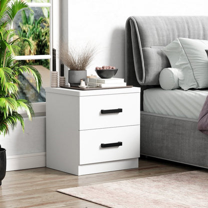 2 Drawers Nightstand in White Color