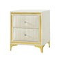 Monique Velvet Nightstand with Gold Legs and Gold Trim, Crystal knobs