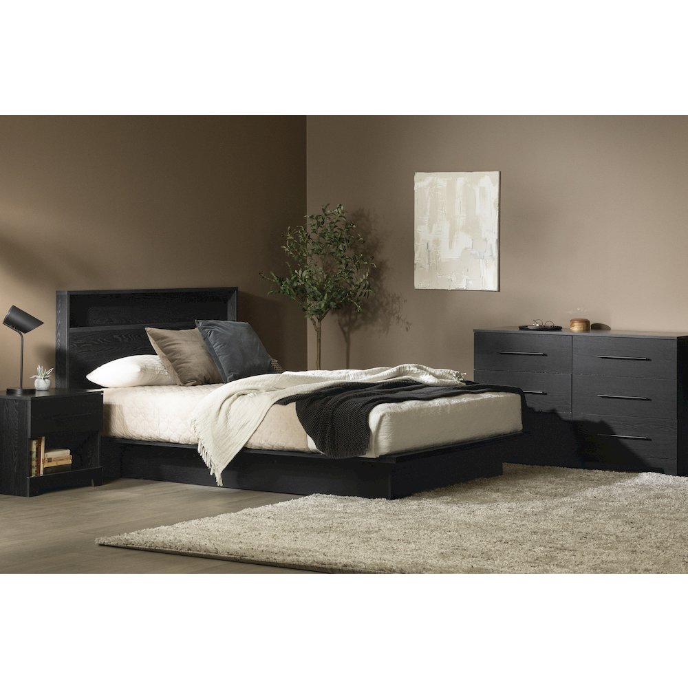 Primo 1-Drawer Nightstand, Black Oak