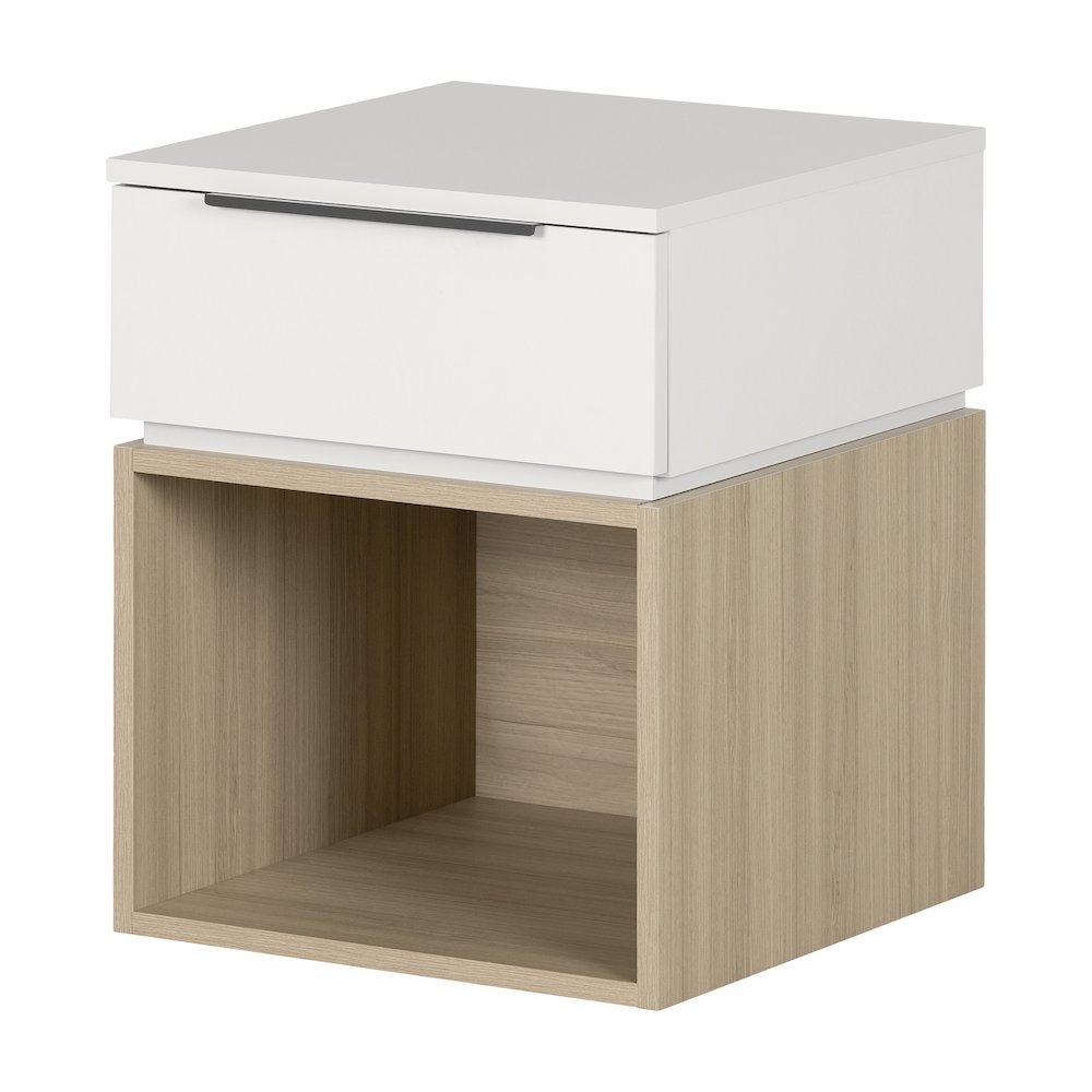 Hourra Nightstand, Soft Elm and White