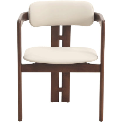 Velo Series Modern Dining Chair Walnut Color Wood with Toupe Seat Set of 4