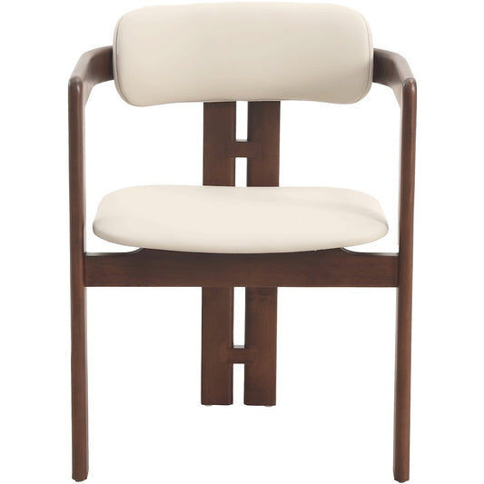 Velo Series Modern Dining Chair Walnut Color Wood with Toupe Seat Set of 4