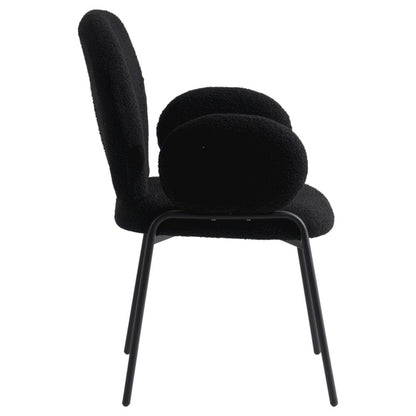 Celestial Series Boucle Dining Arm Chair, Black Frame with Black Fabric Set of 4