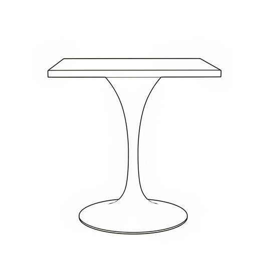 27 Square Dining Table, White Base with Laminated White Marbleized Top
