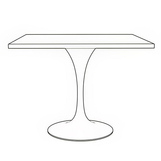 36 Square Dining Table, Black Base with Laminated White Marbleized Top