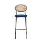 Euston Modern Wicker Bar Stool With Black Steel Frame in Navy Blue