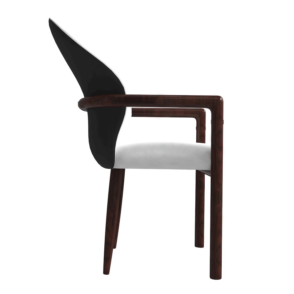 Opaline Series Elegant Wooden Dining Chair in Black Velvet and White