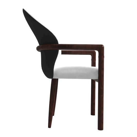 Opaline Series Elegant Wooden Dining Chair in Black Velvet and White