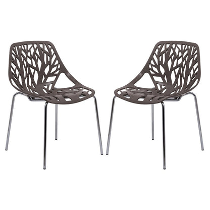 Modern Asbury Dining Chair w/ Chromed Legs, Set of 2