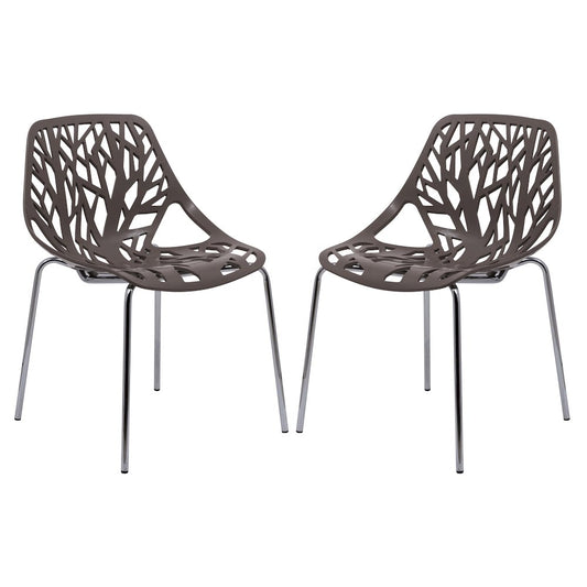 Modern Asbury Dining Chair w/ Chromed Legs, Set of 2