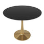 Bristol 35" round dining table Gold Base With Black Top