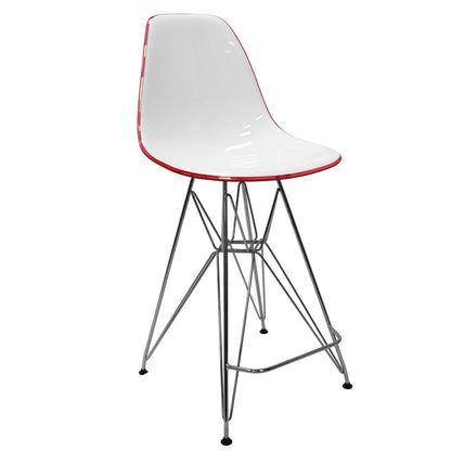 Cresco Modern Acrylic Barstool with Chrome Base and Footrest
