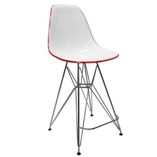Cresco Modern Acrylic Barstool with Chrome Base and Footrest