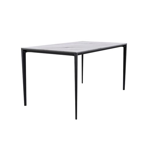 Avo Series Modern Dining Table Black Base, With 71 White Sintered Stone Top